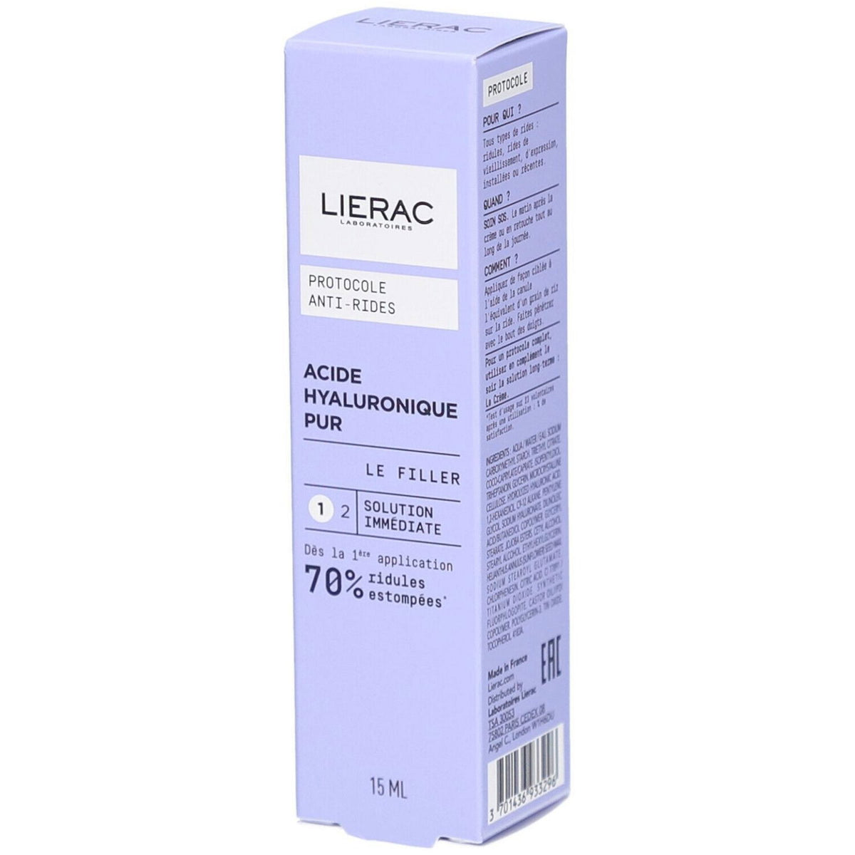 Lierac, Protocole Anti-Rides, Smoothing & Plumping, Morning & Evening, Local Treatment Cream, Fine Lines & Wrinkles, For Face, 15 ml