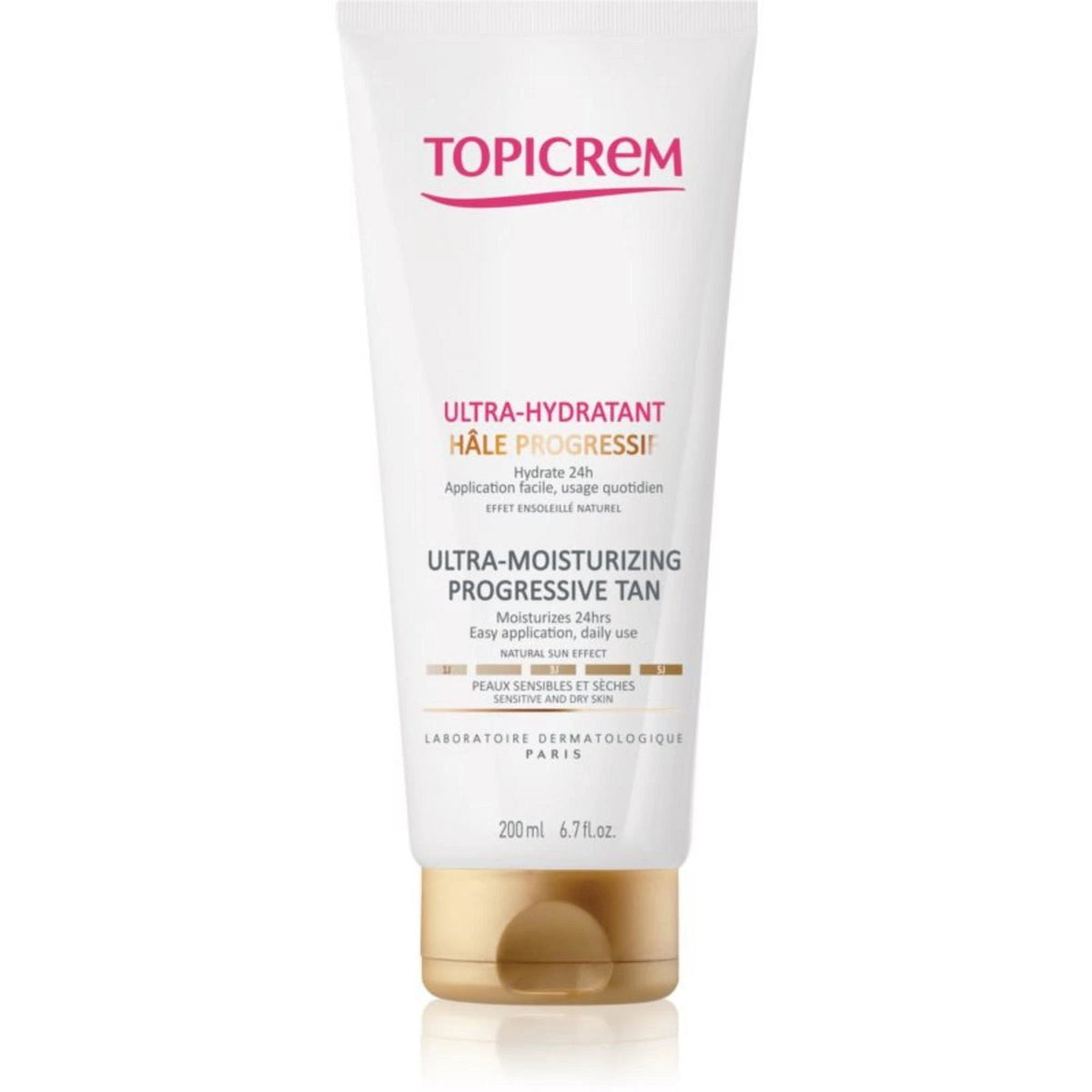 Topicrem Ultra-Moisturising asteittain ruskettava emulsio 200 ml