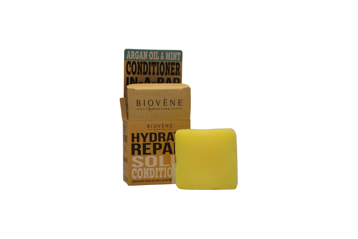 Biovène Hydrate Repair -kiinteä hoitoainepala, arganöljy ja minttu 40 g Tester