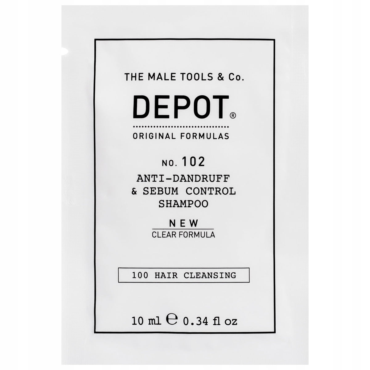 Depot, 100 Hair Cleansing No. 102 Clear Formula, Botanical Complex, Hair Shampoo, Anti-Dandruff & Sebum Control, 10 ml