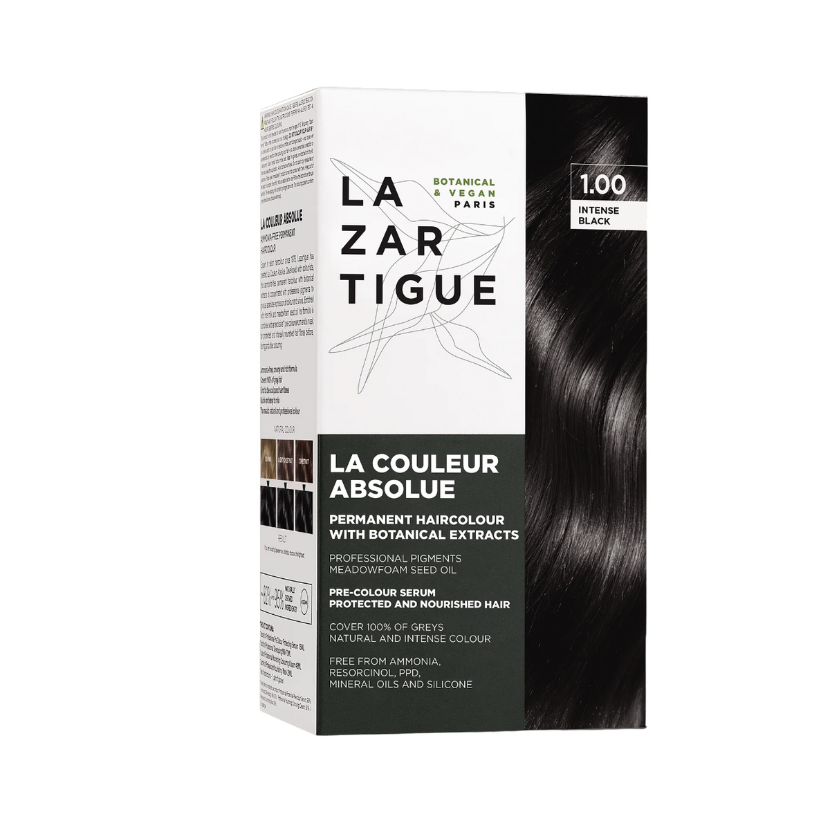 Lazartigue, La Couleur Absolue, Permanent Hair Dye, 1.00 Intense Black, 143 ml