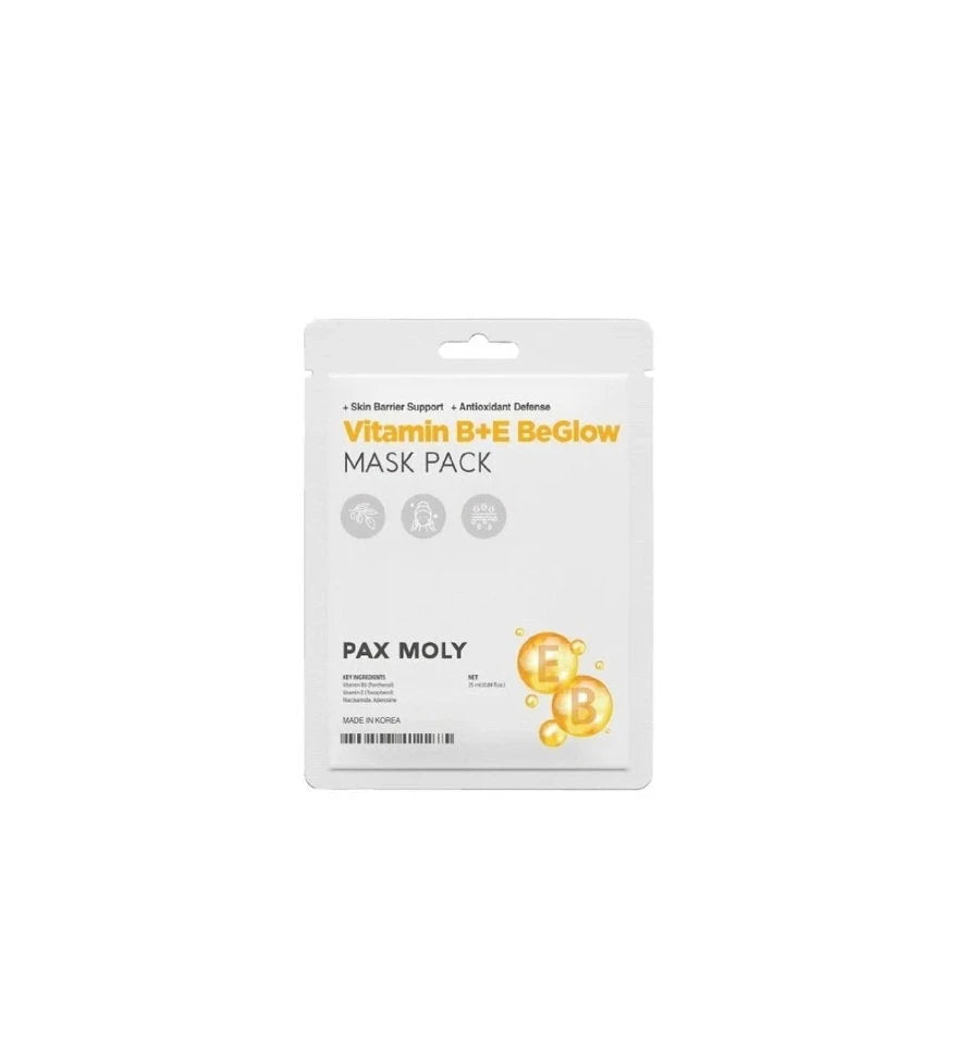 PaxMoly, Be Glow, Vitamin B+E, Kirkastava & valaiseva, Kangasnaamio, Kasvot, Päivä & yö, 25 ml