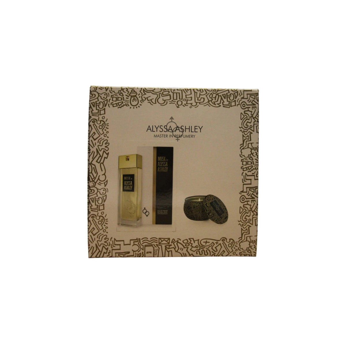 Alyssa Ashley Musk Eau de Parfum -lahjasetti tuoksukynttilällä - 100 ml + 110 g