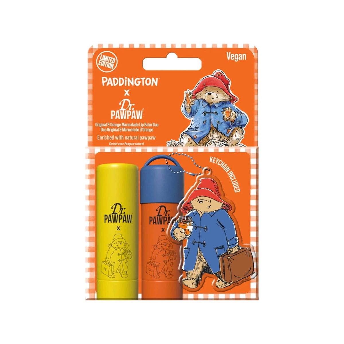 Dr. PawPaw Paddington Bear Original & Orange Marmalade huulivoide duo avaimenperällä, 4 g