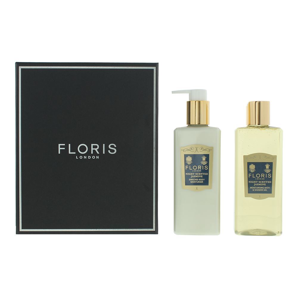 Set Floris Of London: Night Scented Jasmine, Nourishing, Body Lotion, 250 ml + Night Scented Jasmine, Cleansing, Shower Gel, All Skin Types, 250 ml