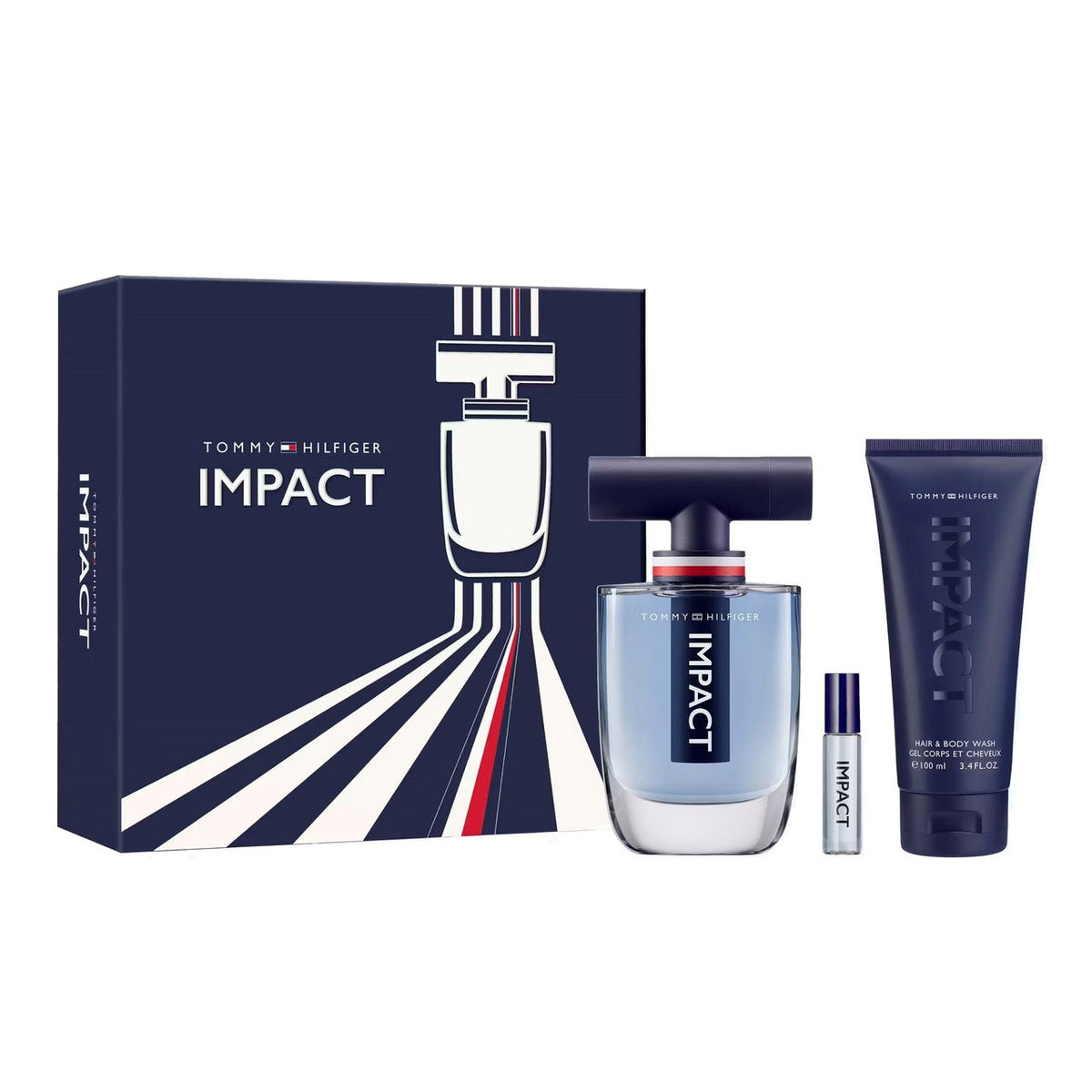 Set Tommy Hilfiger: Impact, Eau De Toilette, For Men, 50 ml + Impact, Eau De Toilette, For Men, 4 ml + Impact, Shower Gel, Body, 100 ml