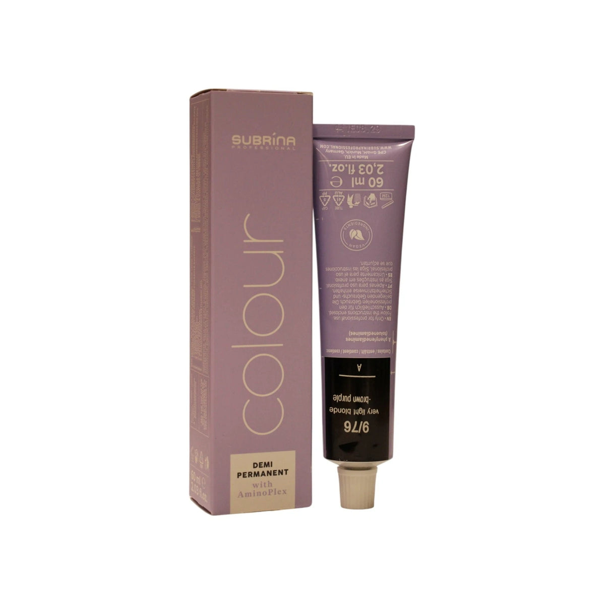 Subrina Professional Puolikestävä väri 9/76 Very Light Pearl Violet Blonde 60 ml