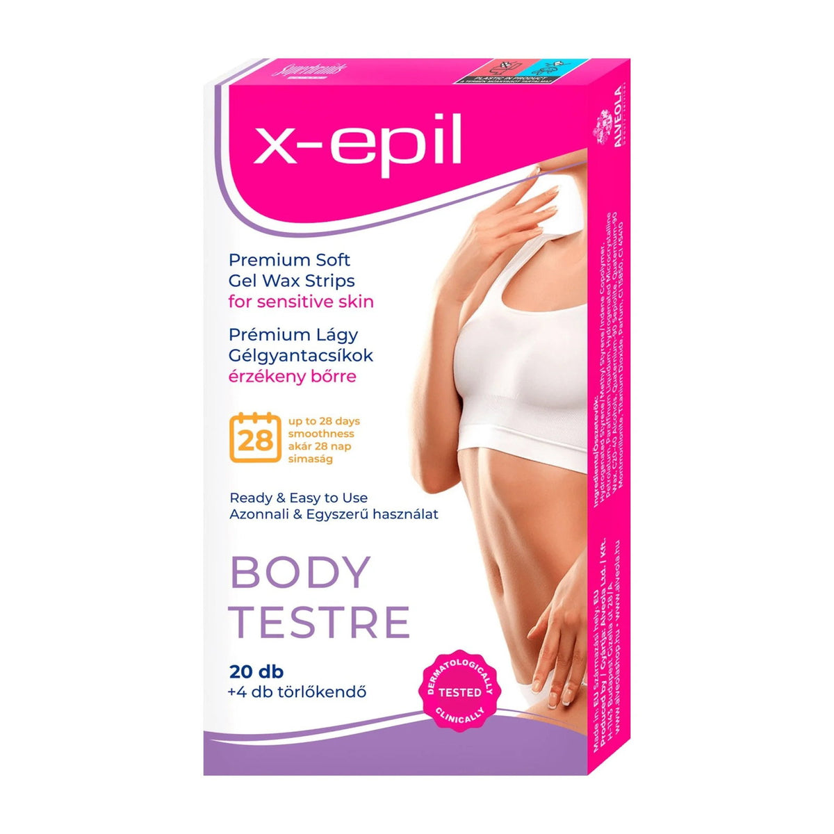 X-Epil, Premium Soft, Silky Finish, Hair Removal Wax Strips, 20 pcs